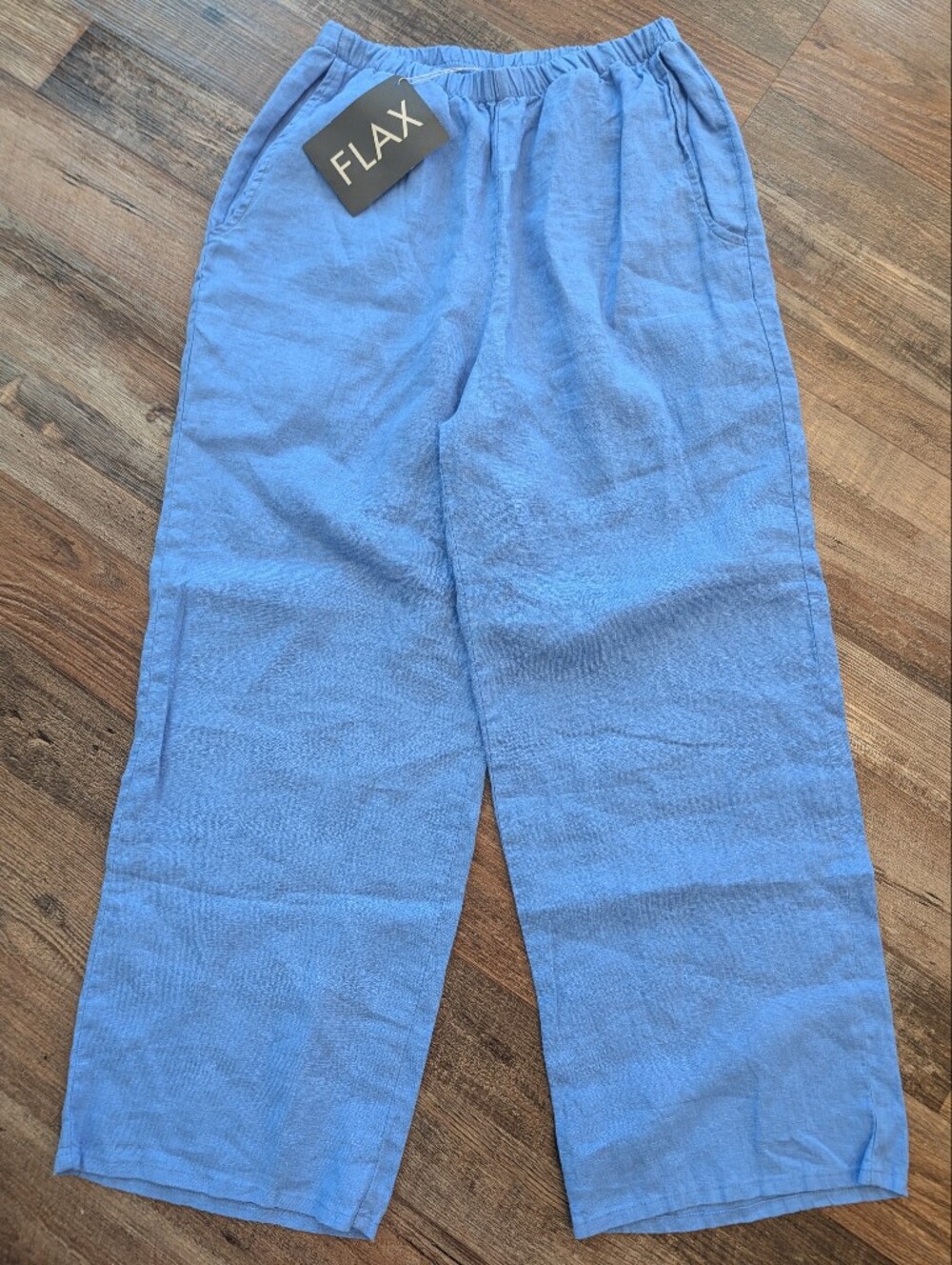 FLAX Flood Linen Cropped Relaxed Fit Pants Periwinkle Sz Petite